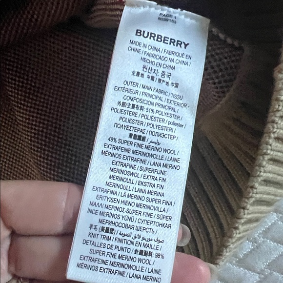 Burberry Beige Check Wool Cardigan - Picture 3 of 12